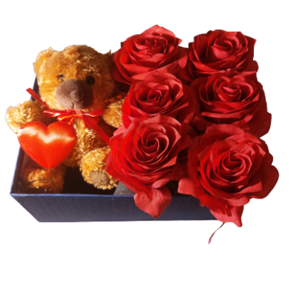 Teddy mit Rote Rosen