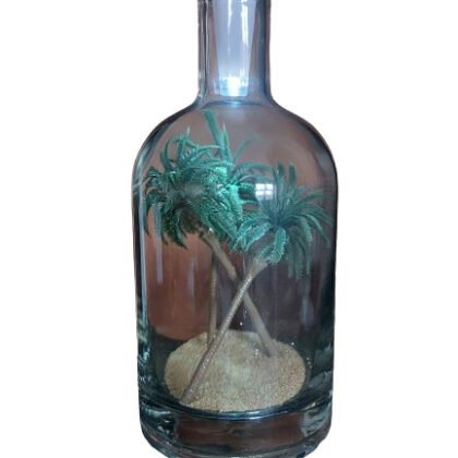 Glasflasche mit Palmen mit LED Beleuchtung